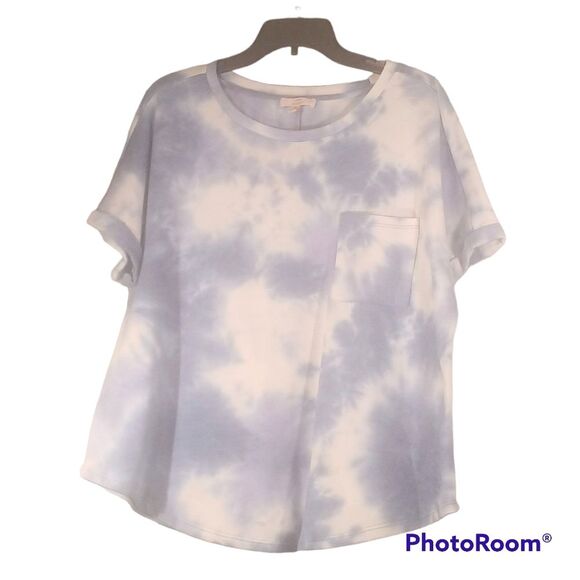 Blue Tie Dye Plus Sz Round Neck Boxy T-shirt sz XL - Picture 1 of 6